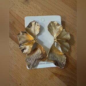 Gold Leaf Statement costume Earrings